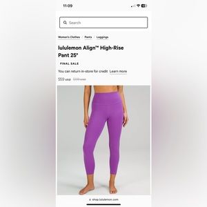 Lululemon align high rise leggings.